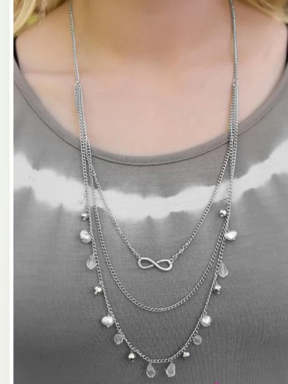 Paparazzi My End and My Beginning Silver Infinity Pearl Layered Necklace Set